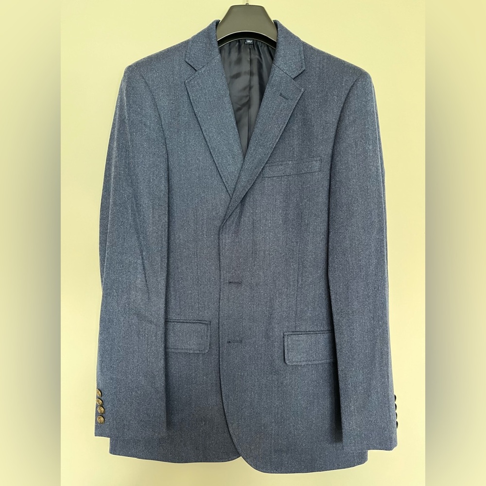 J crew mens slim fit tweed university blazer 38r - navy tweed